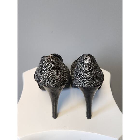 NWOT Qupid Tweed Black White Peep Toe & Side High Heels 11 - Picture 3 of 7